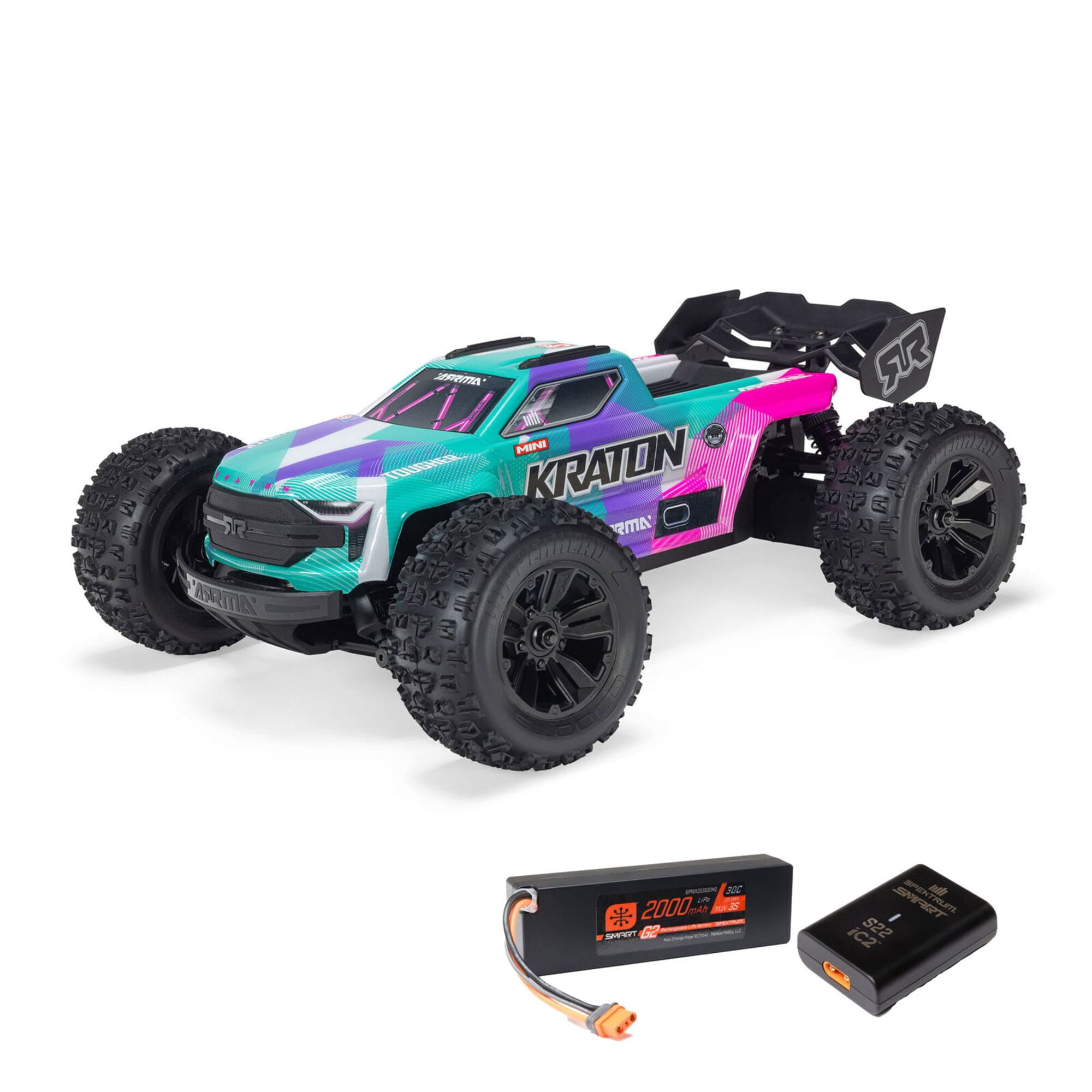 ARRMA MINI KRATON 3S BLX 4X4 RTR Brushless RC Speed Truck 1_16 in Tuerkis - Rosa