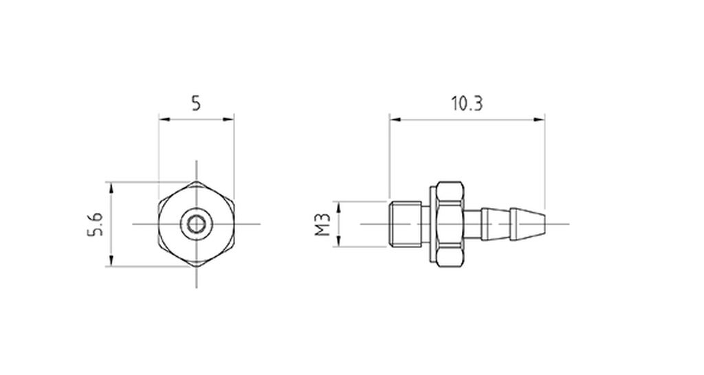 Lesu Hydraulik Anschluss-Nippel gerade M3 fuer 2_5_1_5mm Schlauch - RC-Zubehoer