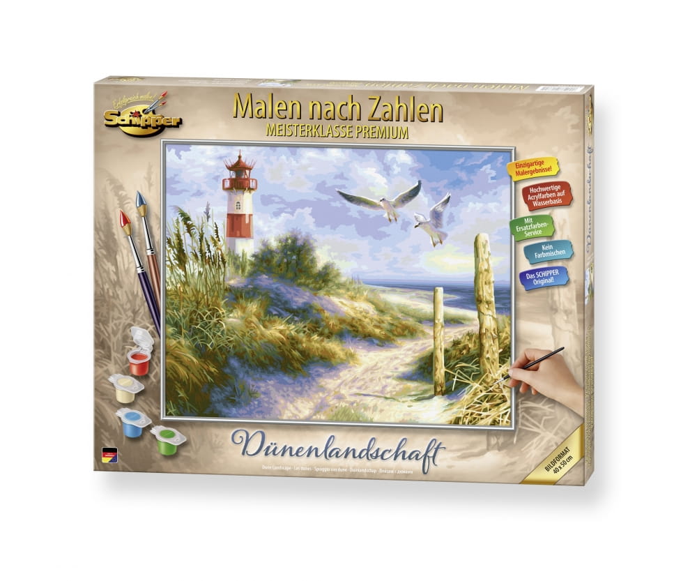 Schipper Malen nach Zahlen Duenenlandschaft mit Leuchtturm 40 x 50 cm