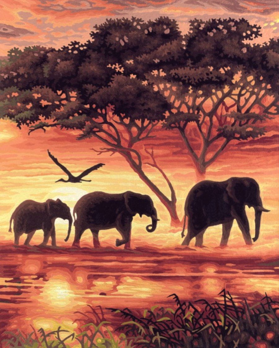 Schipper Malen nach Zahlen Afrika Elefanten Karawane