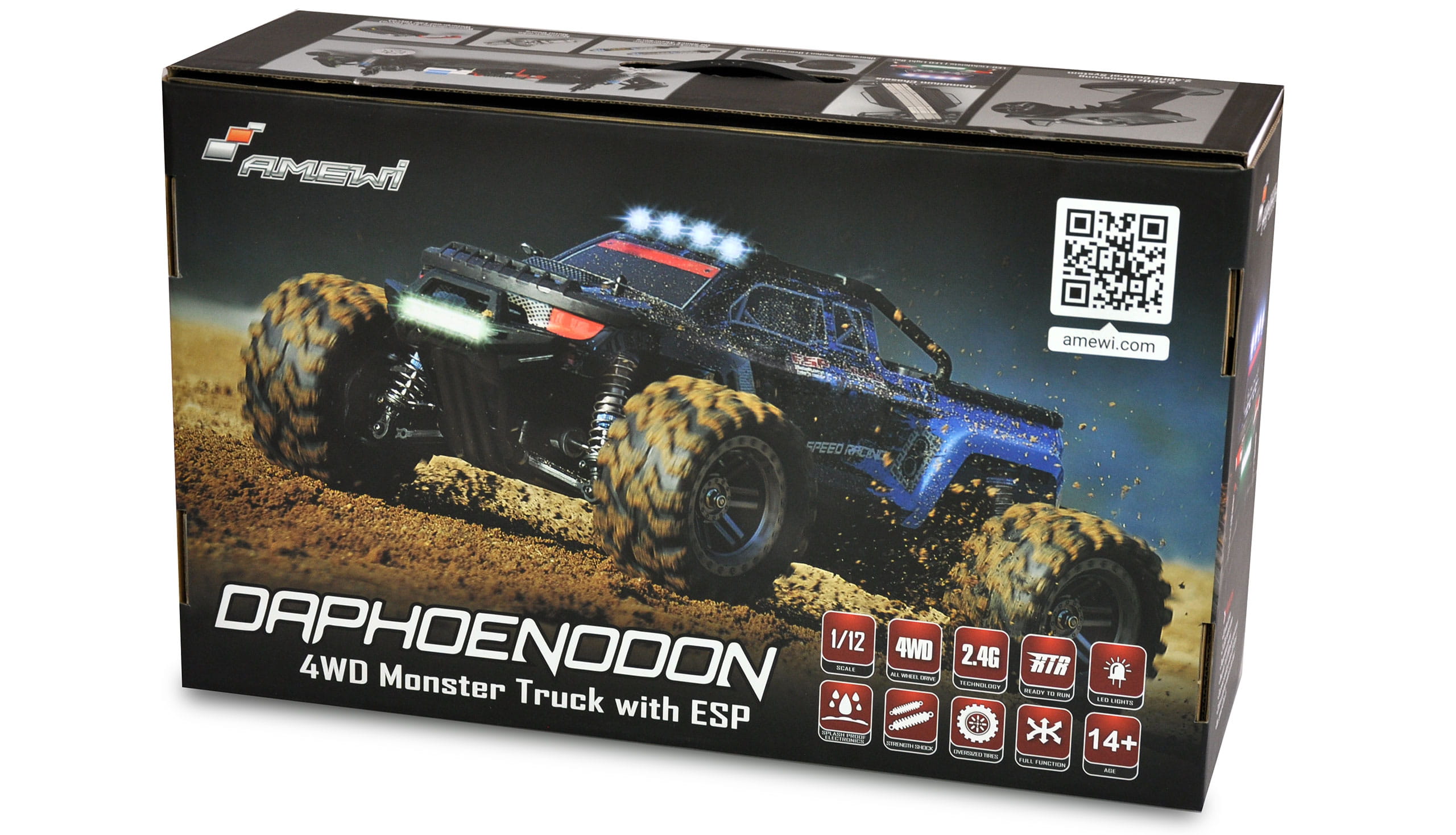 Amewi Daphoenodon RC Monstertruck 4WD 1:12 mit Gyro RTR, blau