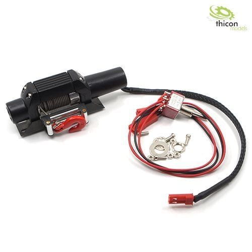 Thicon 1:10/1:14 Seilwinde aus Metall schwarz mit Stahlseil 7,2V