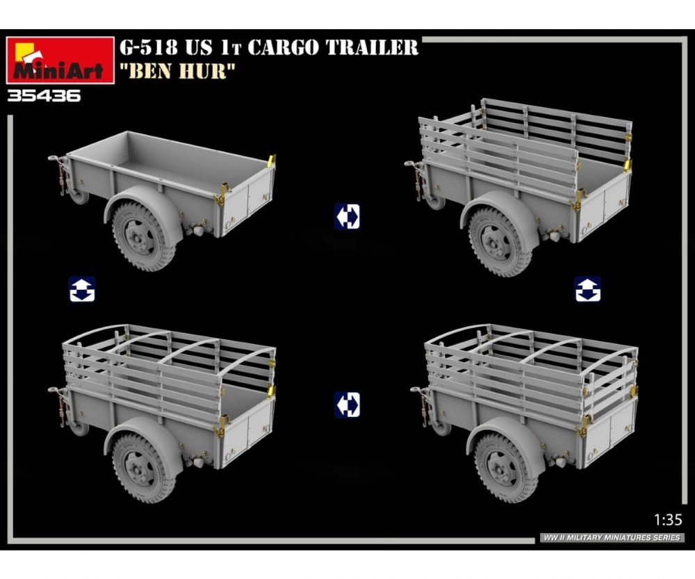 Plastikmodellbau von Miniart 1-35 g 518 us 1t cargo trailer ben h