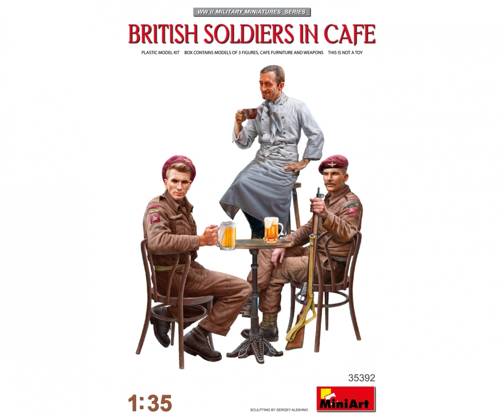 MiniArt 1_35 Figuren Brit. Soldaten im Café _3_ Plastik Modellbau - RC-Zubehoer