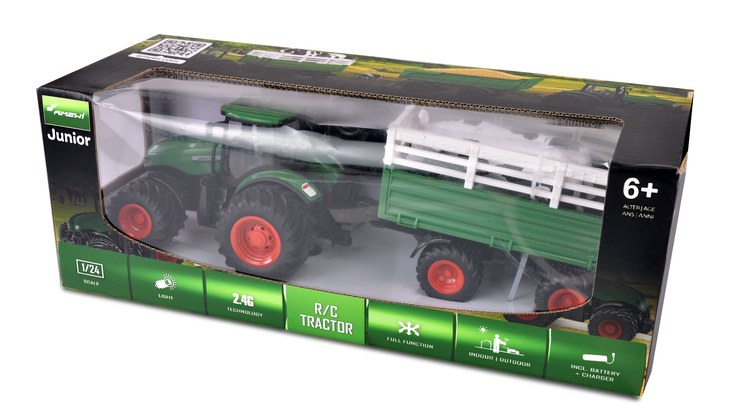 Amewi RC Traktor mit Viehtransporter 1_24 RTR gruen - RC-Zubehoer