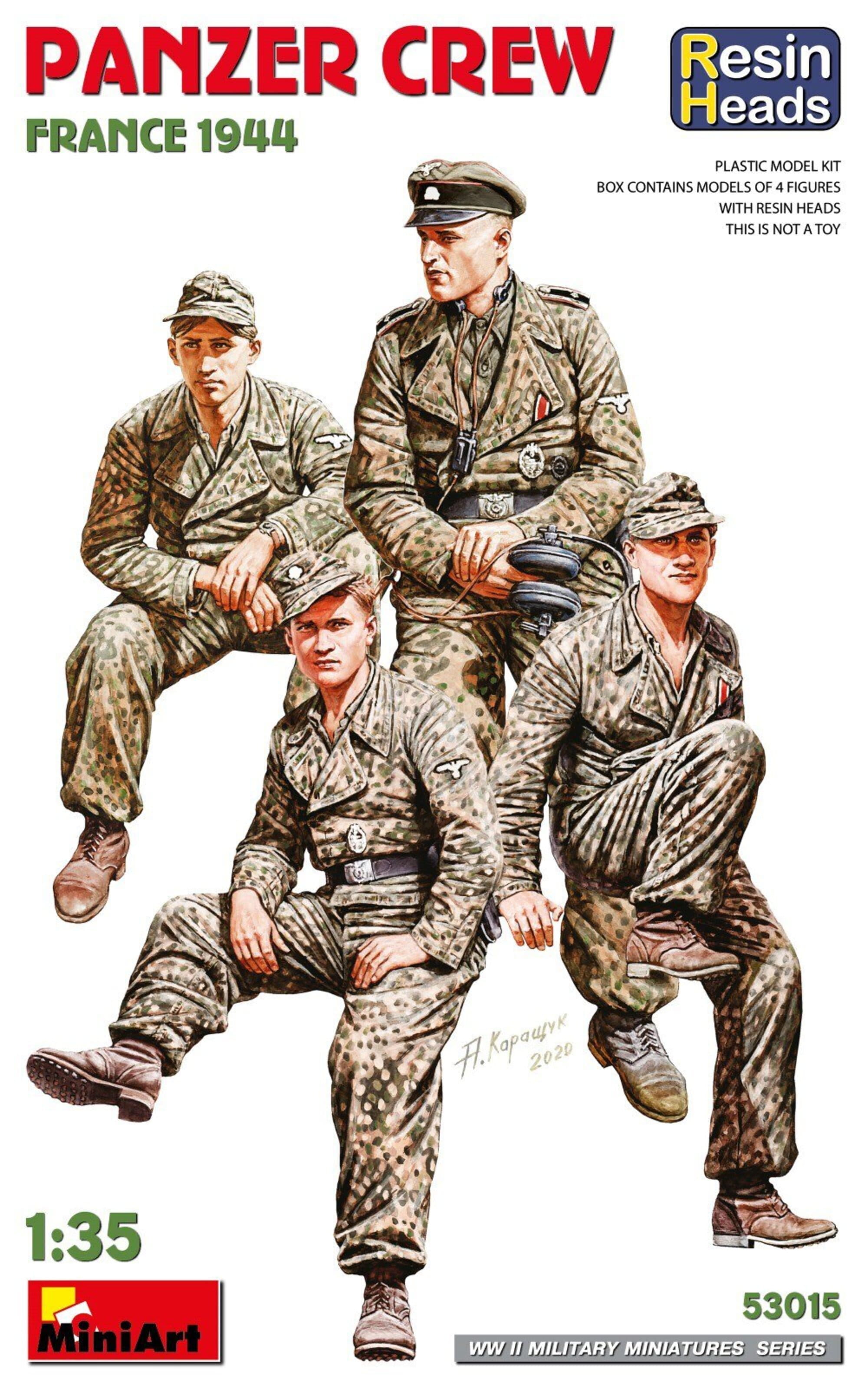 MiniArt 1_35 Deutsche Panzerbesatzung Frankreich 1944 mit 4 Figuren und Harzkoepfen