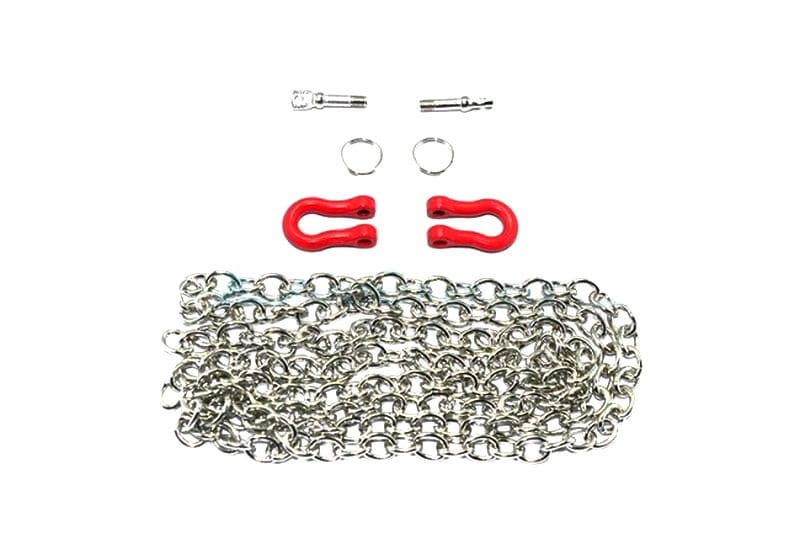 GPM Metall D-Ringe rot mit Kette silber fuer Traxxas TRX4 - 6 - RC-Zubehoer