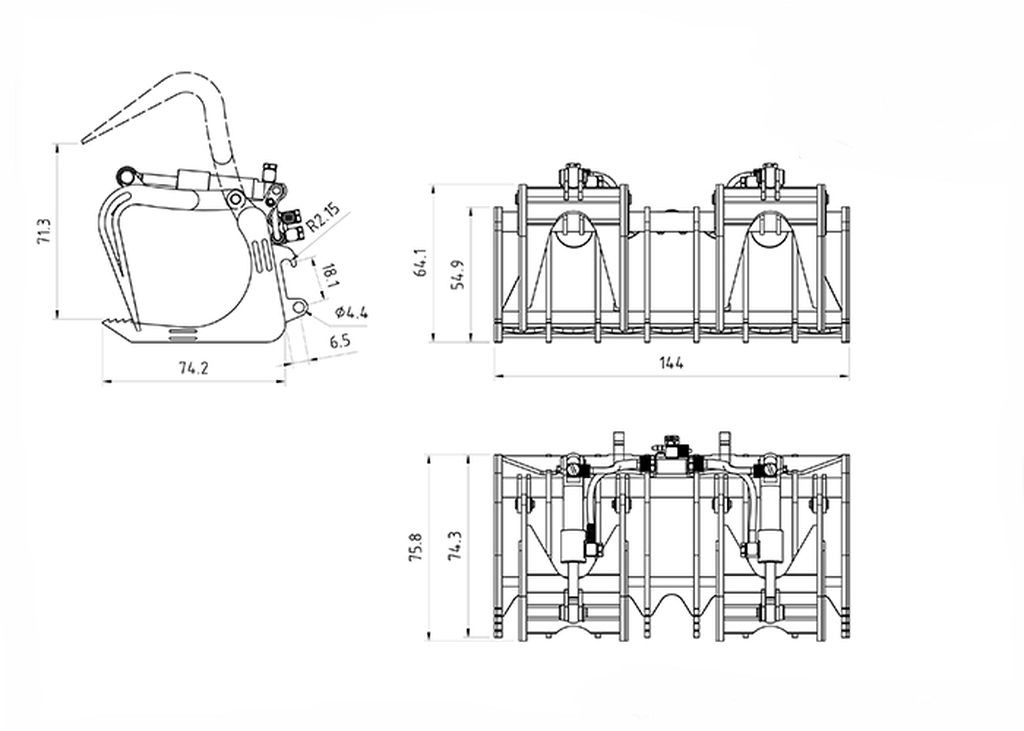 Lesu Zangen-Schaufel hydraulisch fuer Kompaktlader - RC-Zubehoer