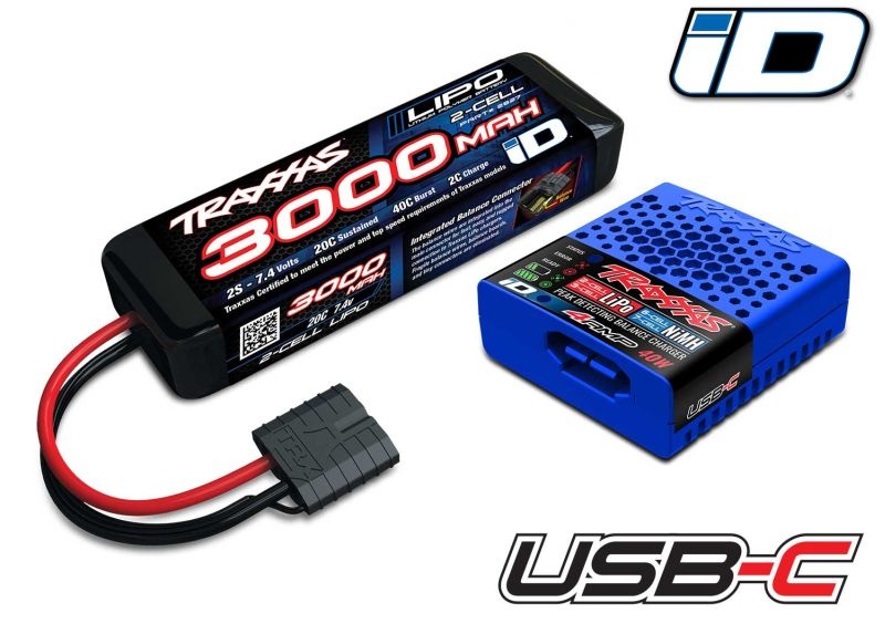 Traxxas USB-C Ladegeraet 4A mit 2S LiPo Akku