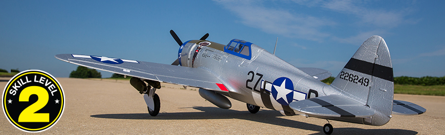 E-flite P-47 Razorback 1.2m RC Flugzeug BNF Basic mit AS3X _ SAFE Select - RC-Zubehoer
