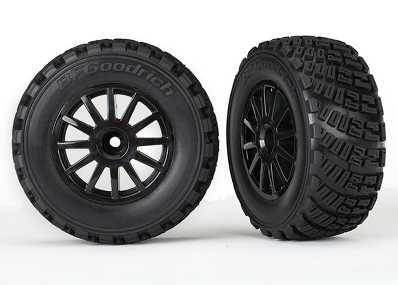 Traxxas Tires - wheels_ assembled_ glued _black wheels_ gravel patte - RC-Zubehoer