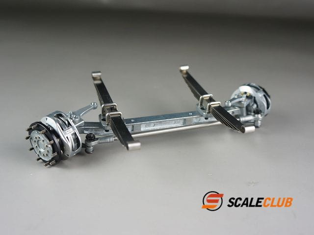 ScaleClub 1:14 Vorderachse V2A mit Federn, Nabe und Scheibenbremse