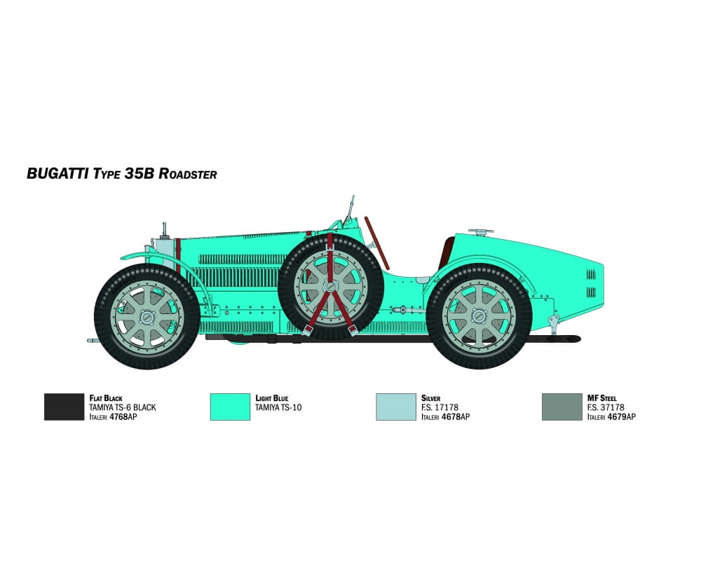 Italeri 1:12 Bugatti 35B Roadster Plastik Modellbausatz