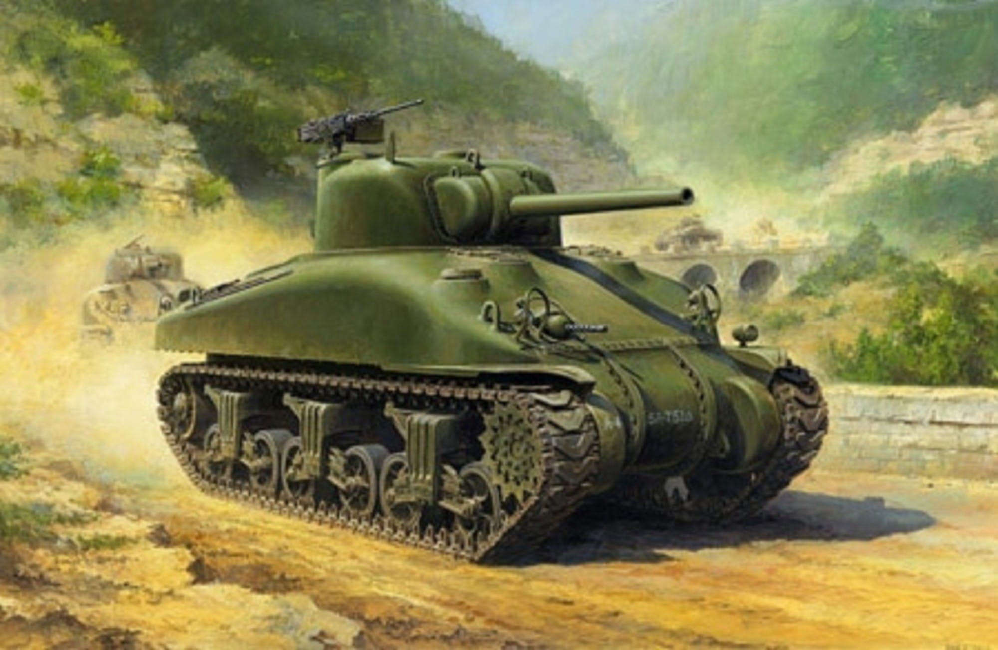 Tamiya US Panzer Sherman M4A1 Frueh_ A. 1_48 Plastik Modellbau Militaer Bausatz - RC-Zubehoer