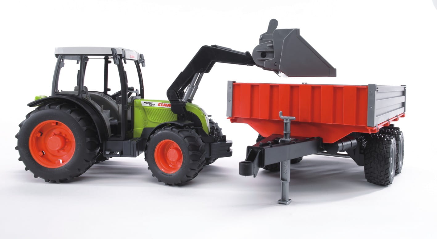 Bruder Claas Nectis 267 F mit Frontlader und Bordwandanhänger