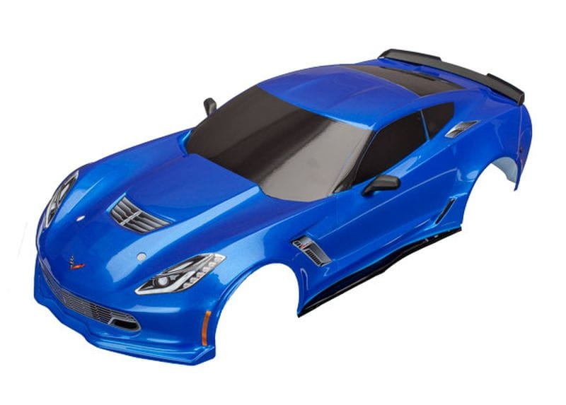 Traxxas Karosserie Chevrolet Corvette Z06 blau mit Decals montiert Traxxas Karosserie Chevrolet Corvette Z06 blau mit Decals montiert