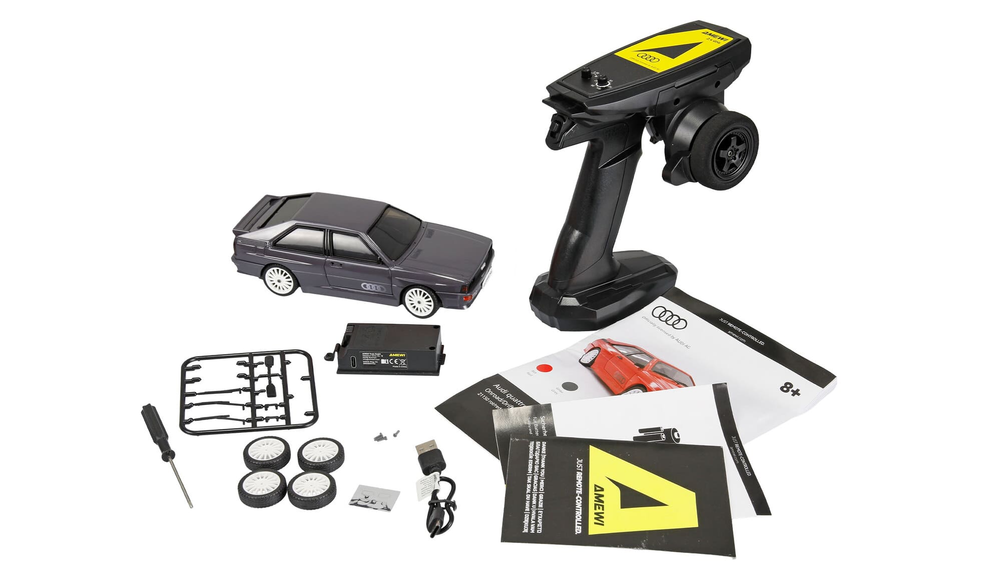 Amewi Audi quattro 1980 RC Drift Auto 4WD Gyro 1_28 grafitgrau