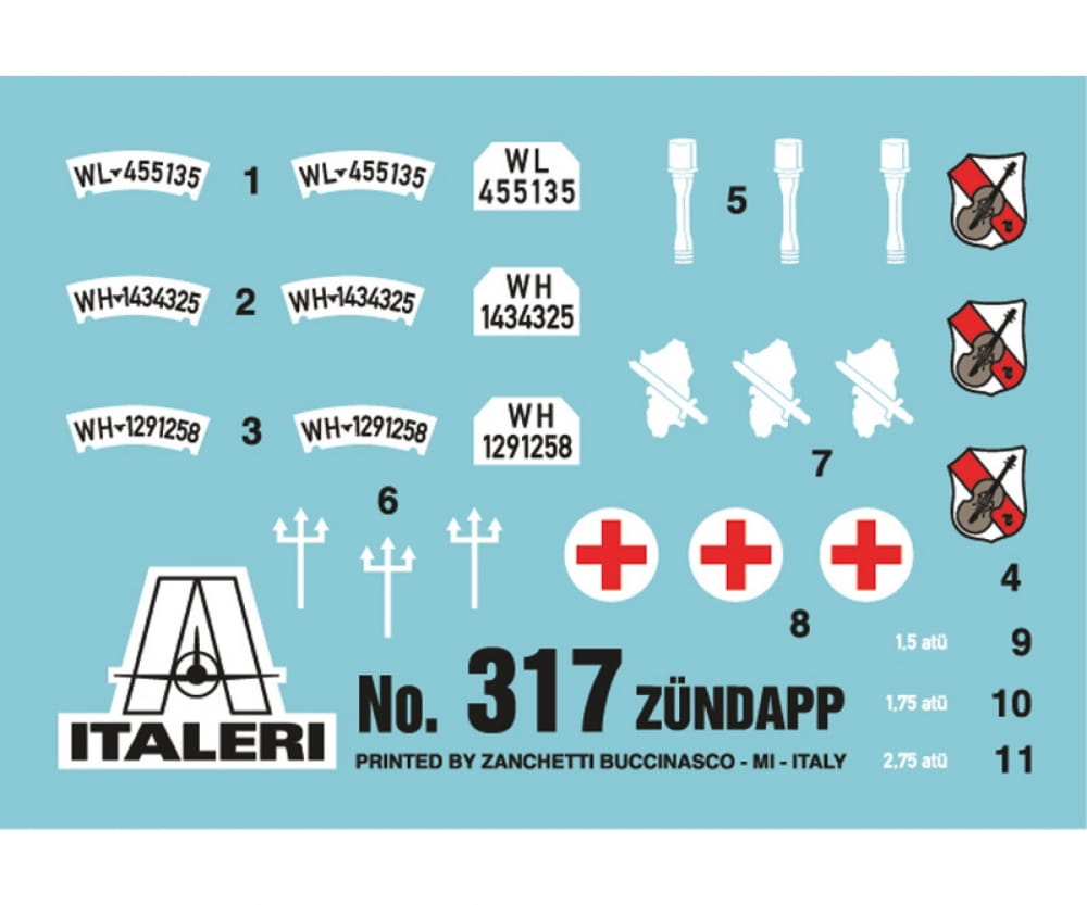 Italeri 1_35 Motorrad-Gespann Zuendapp KS750 Modellbausatz mit 3 Figuren