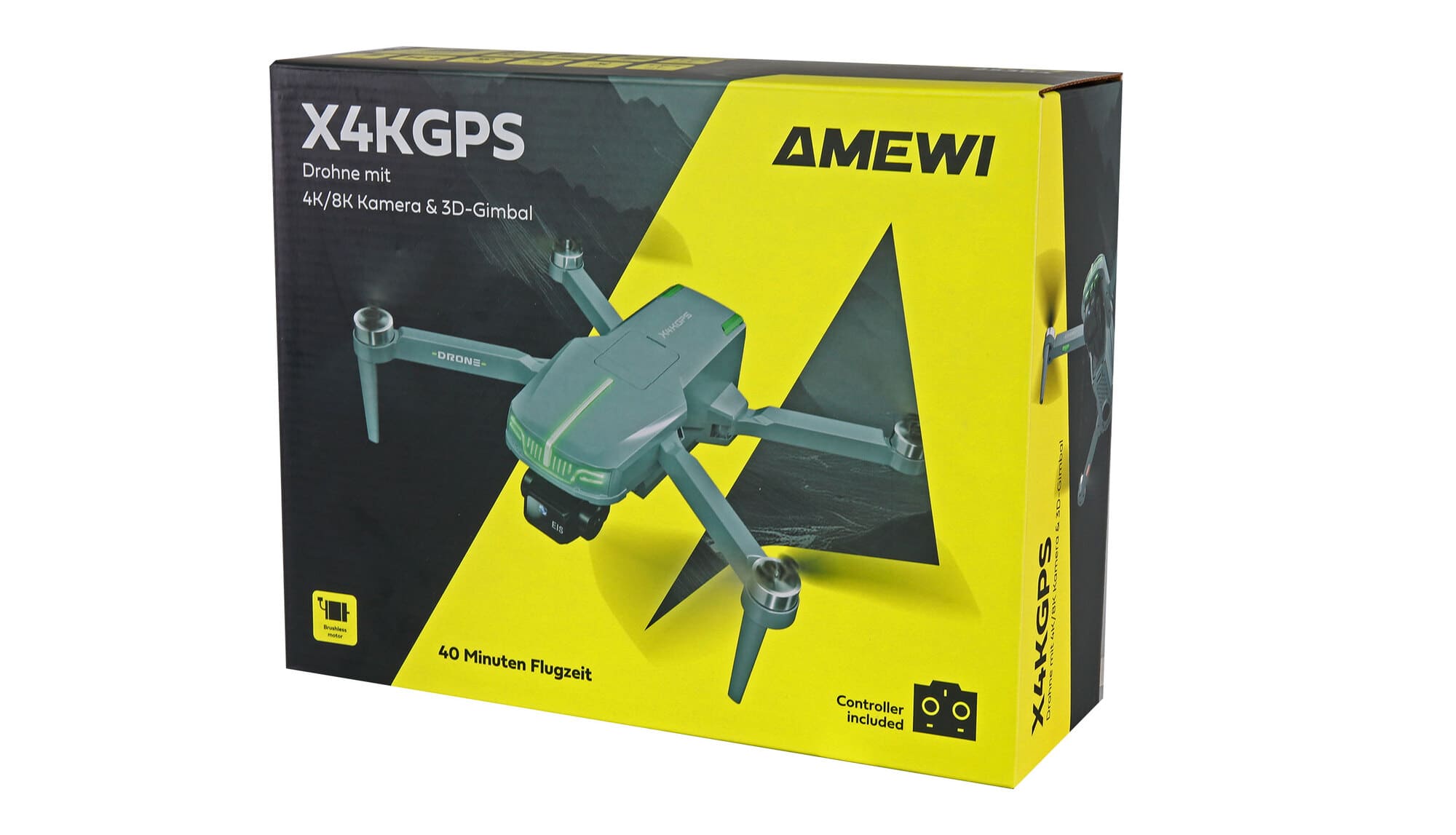 Amewi AMXFlight X4KGPS Brushless-RC Drohne mit 3D-Gimbal _ 4K Kamera inkl_ 2 Akkus - Art_-Nr. 25364