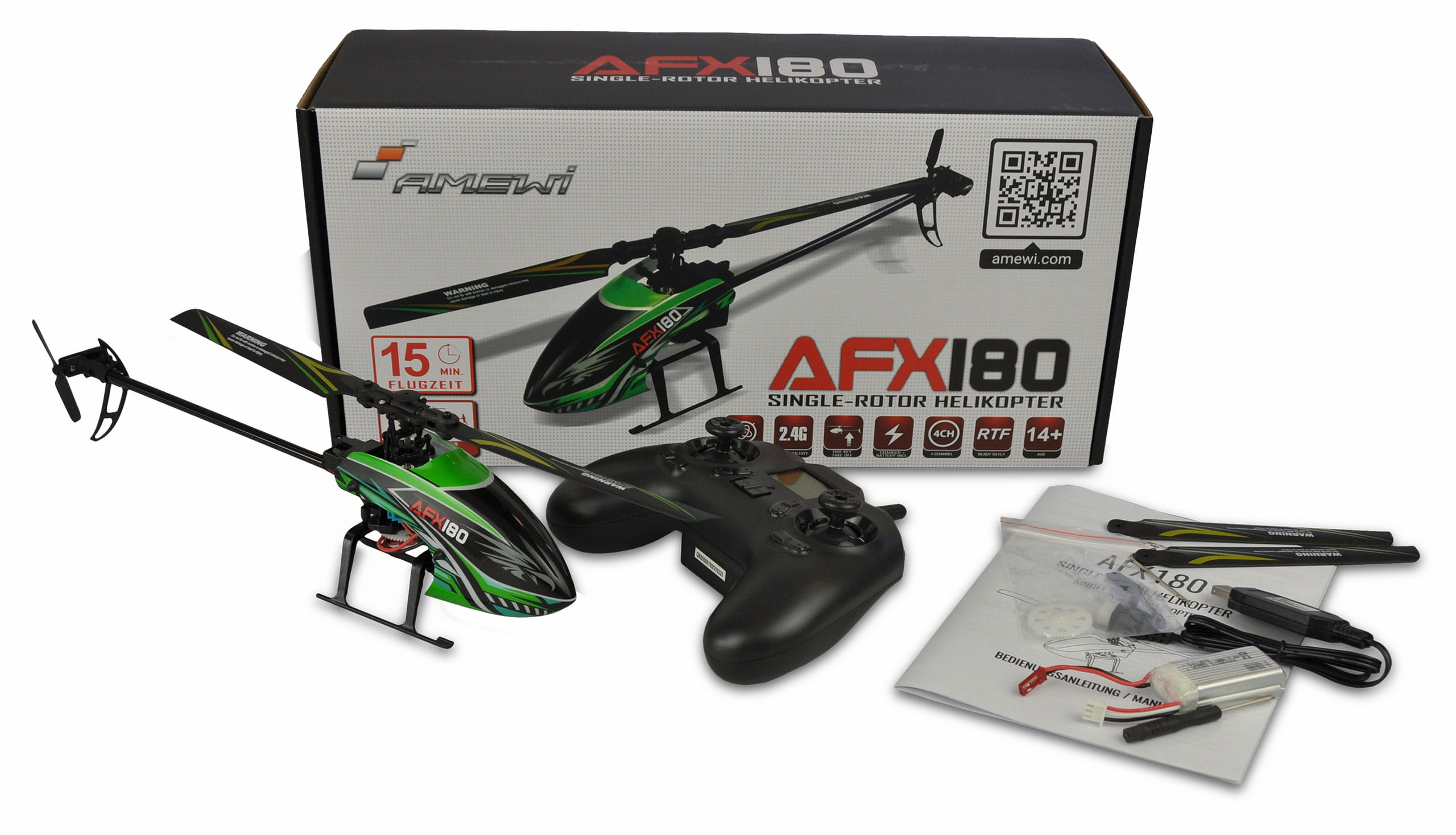 Amewi RC Hubschrauber AFX180 Single-Rotor 4-Kanal 6G RTF 2,4GHz