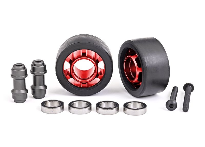 Traxxas Felge für Wheelie Bar, 6061-T6 Alu rot eloxiert (2) +KT