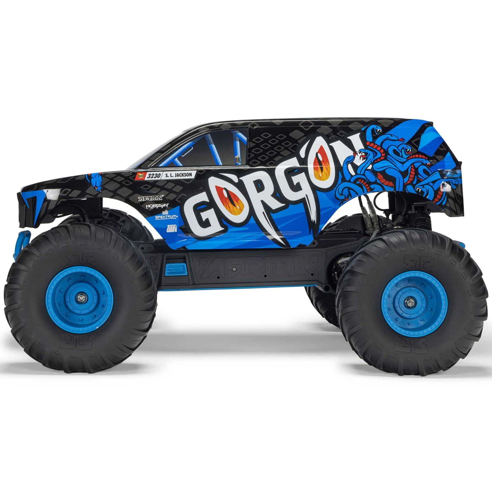 ARRMA GORGON MT 2WD RTR Monster Truck Blau_ RC Fahrzeug mit Akku und Ladegeraet