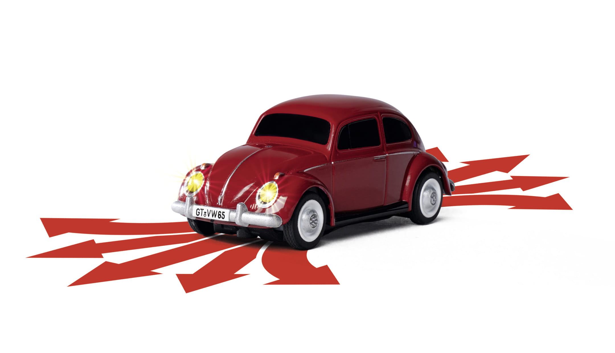 Carson Volkswagen VW Kaefer RC Auto 1_87 H0 in Rot mit LED-Beleuchtung vorne und hinten_ 2_4 GHz Fern