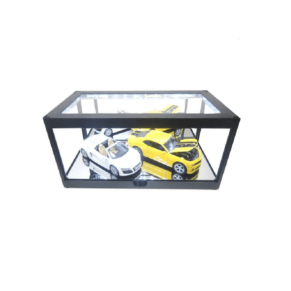 Modellauto Vitrine schwarz mit Spiegel 1:18 LED Beleuchtet