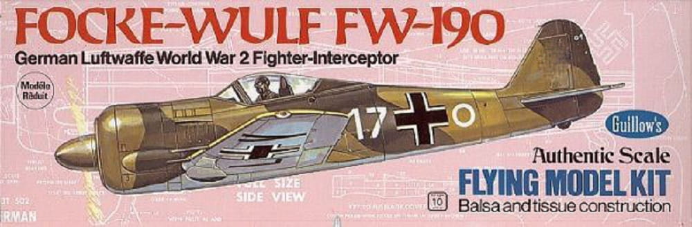 Guillow's Freiflugmodell Focke Wulf FW-190 1:30 Balsabausatz Wurfgleiter