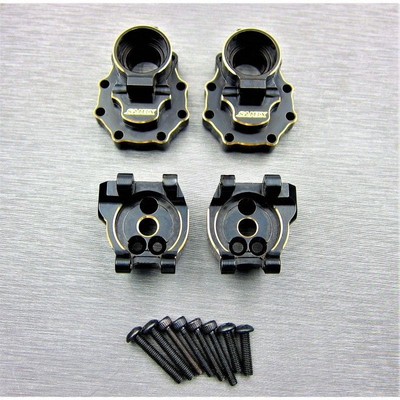 SAMIX Messing Radtraeger - Gehaeuse Set hinten schwarz fuer Traxxas TRX4 - 6 - RC-Zubehoer