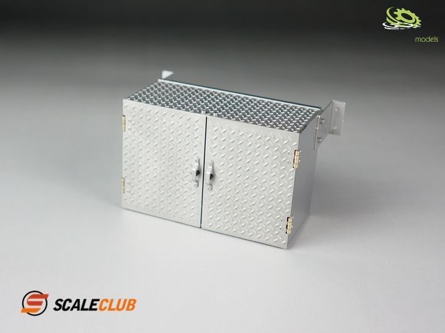 ScaleClub 1_14 Staubox 90mm mit Doppeltueren Riffelblech V2A - RC-Zubehoer