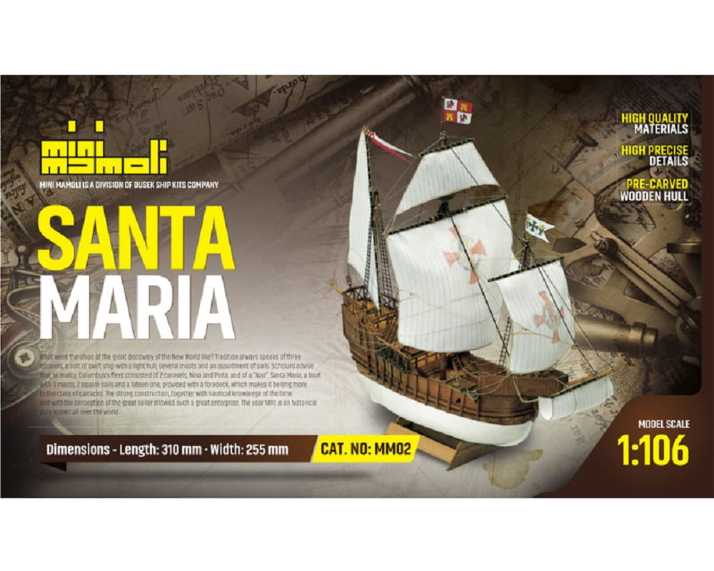 Mini Mamoli Segelschiff Santa Maria 1:106 Holz Bausatz
