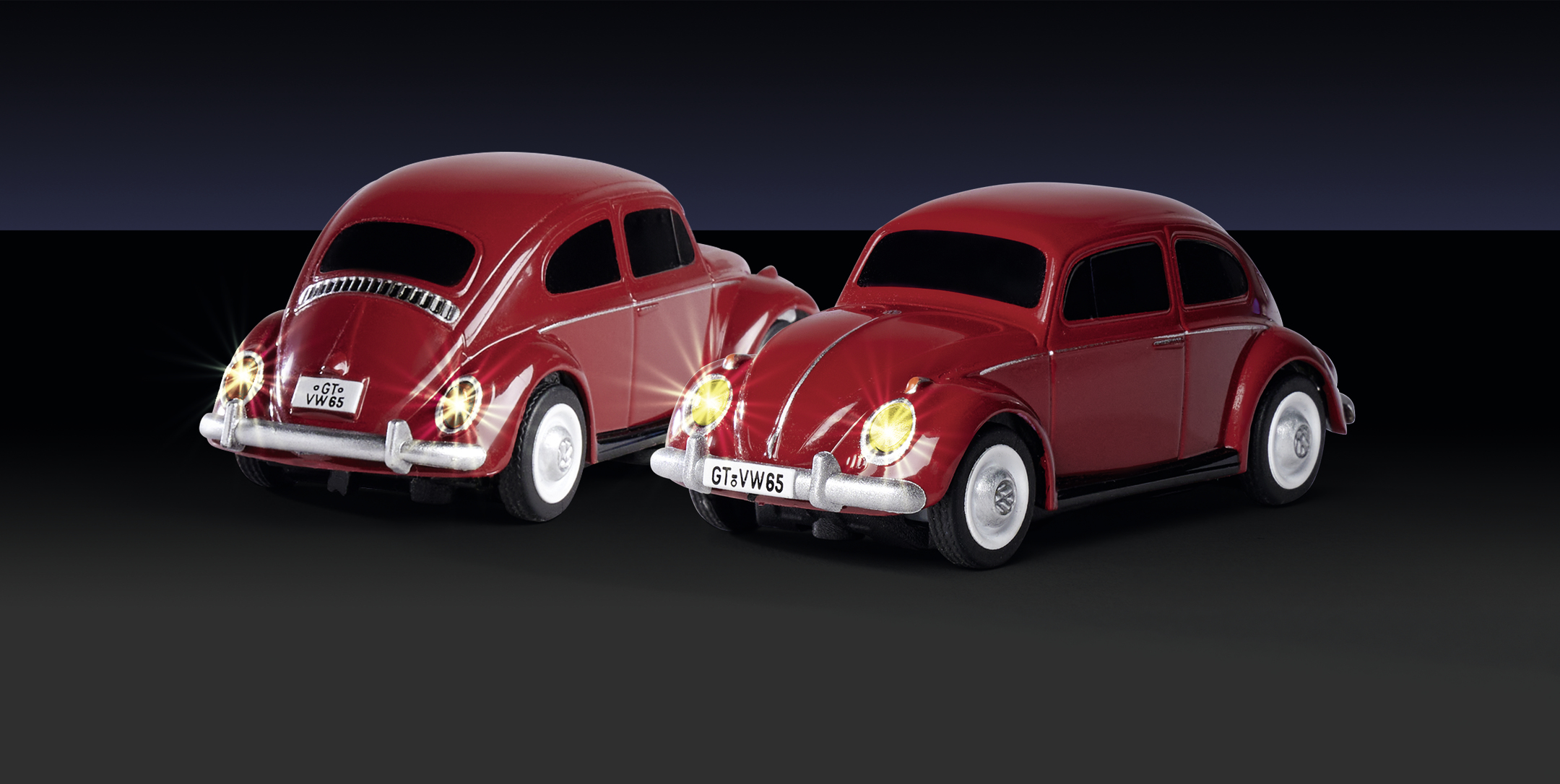 Carson Volkswagen VW Kaefer RC Auto 1_87 H0 in Rot mit LED-Beleuchtung vorne und hinten_ 2_4 GHz Fern