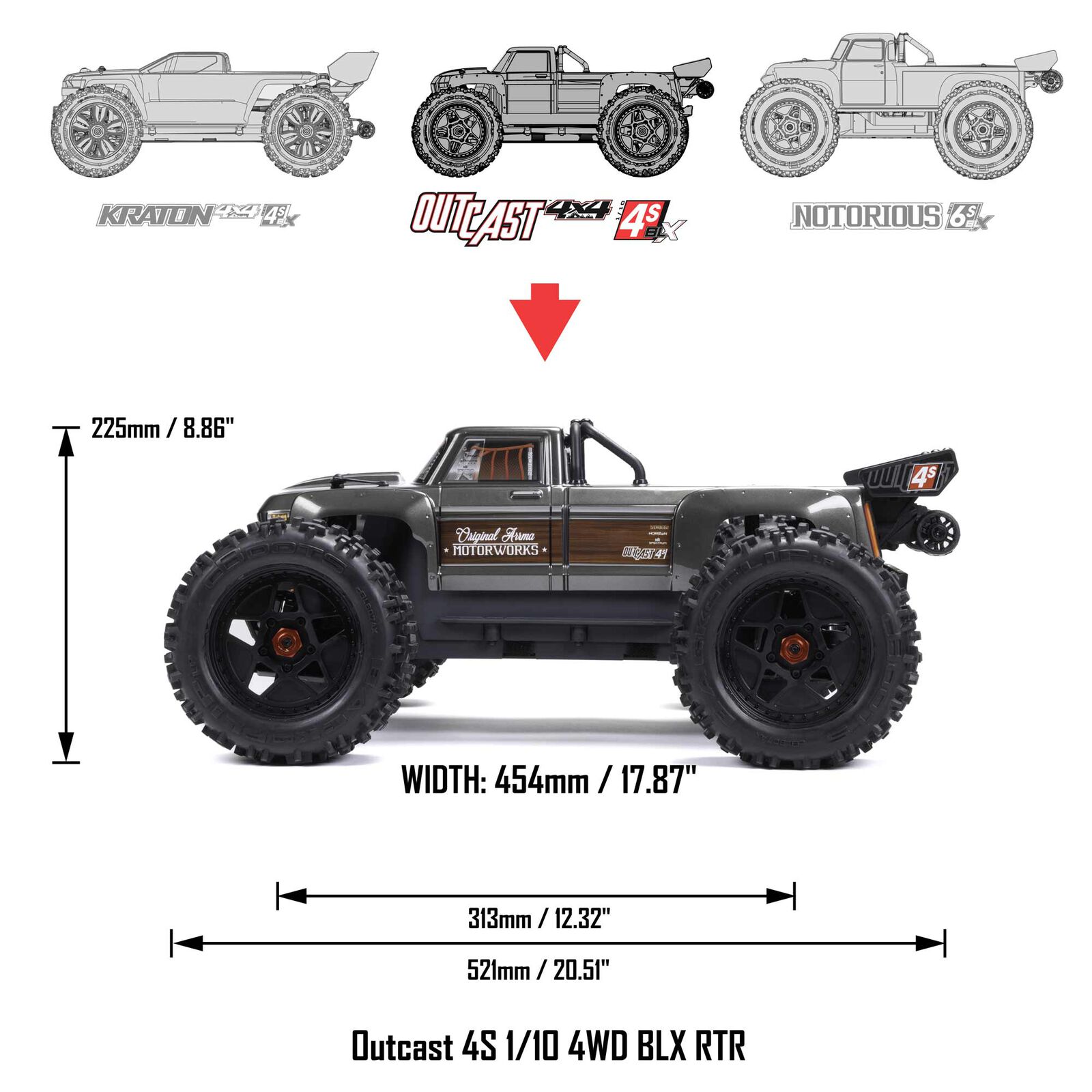 ARRMA Outcast 4S BLX V2 Monster Truck RTR 1-10