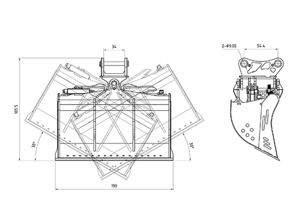 Lesu Grabenraeumloeffel schwenkbar fuer Bagger ET35 - RC-Zubehoer