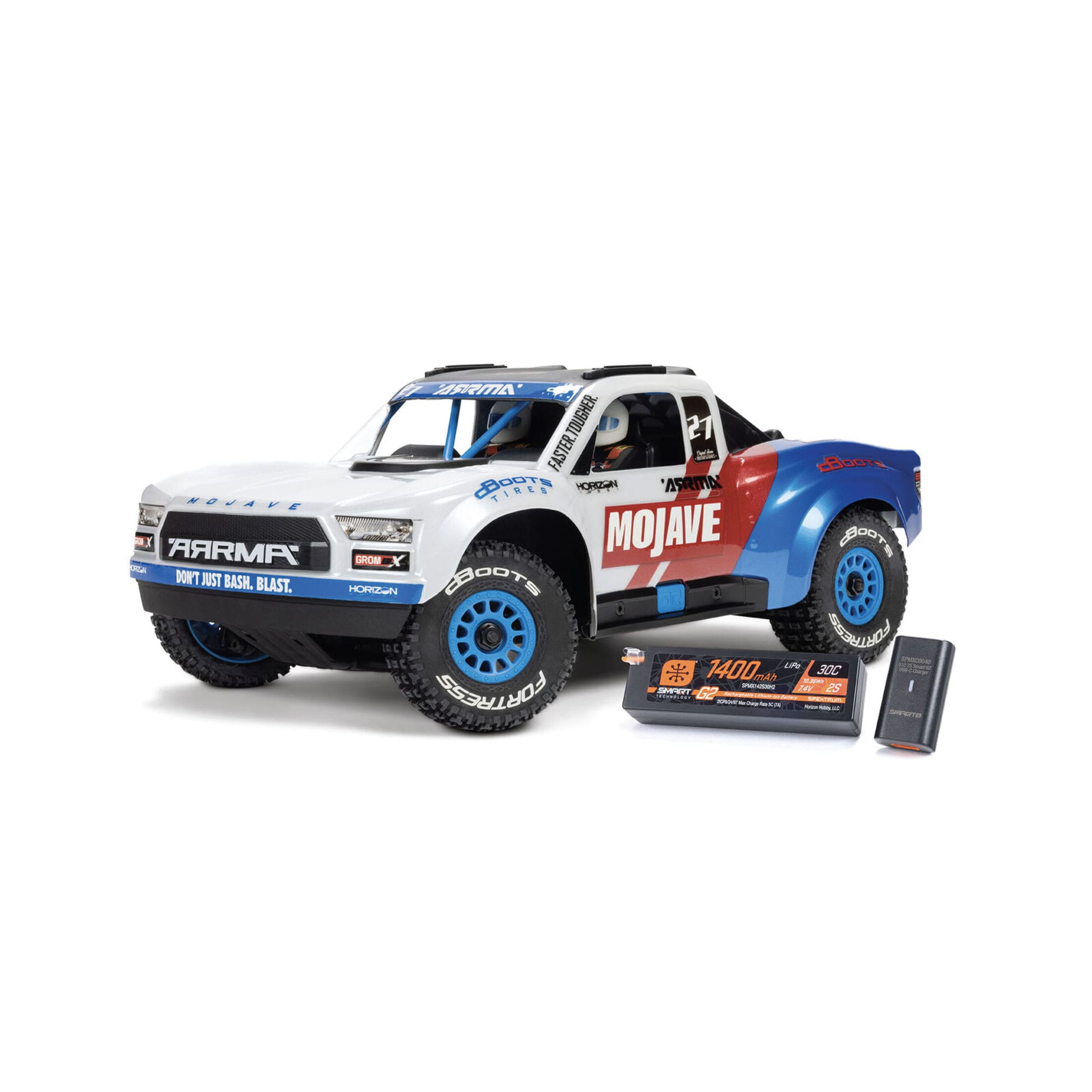 ARRMA RC Short Course Truck Mojave Grom 223S Small Brushless RTR teal mit Akku und Lader in weiss arrma-mojave-grom-small-223s-brushless-elektro-buggy-rtr-akku-lader-weiss