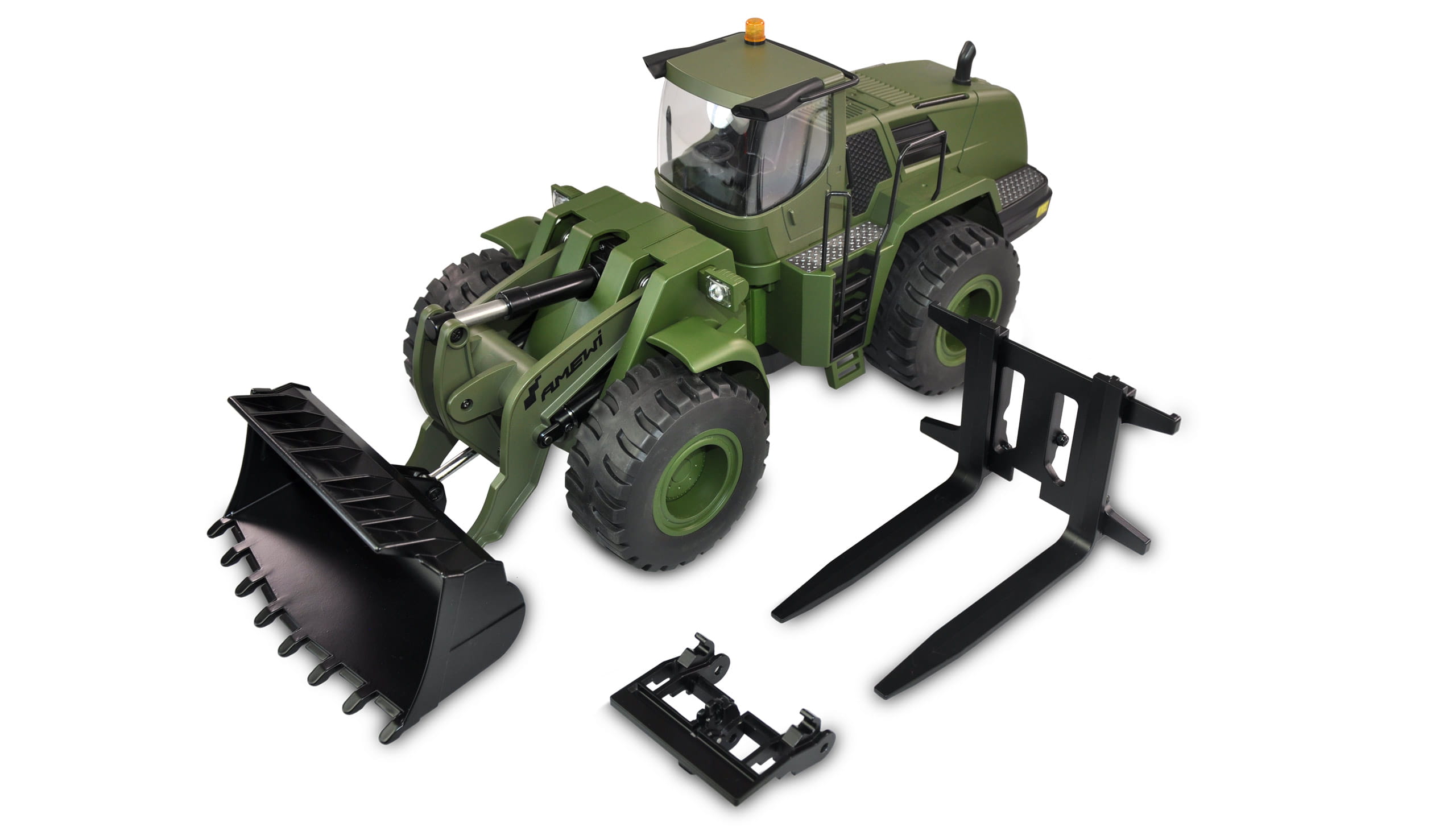 Amewi RC Radlader G485E ME Militär 1:14, Teilmetall, 10-Kanal Bagger RTR