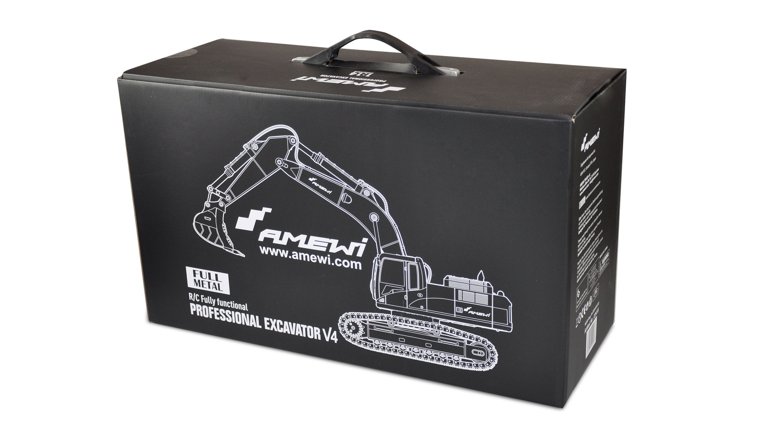 Amewi RC Bagger 1_14 Vollmetall RTR mit Zubehoer Greifer Hammer Weiss