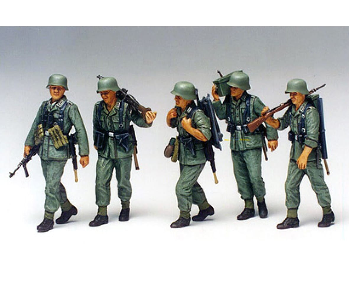 Tamiya WWII Figuren Set MG-Trupp im Manöver 1:35 Plastik Modellbau Militär Bausatz