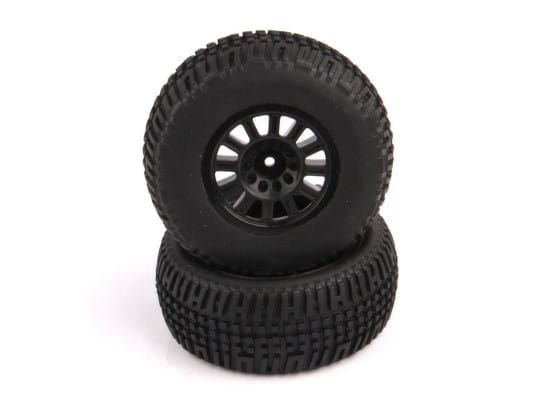 Robitronic Räder verklebt, schwarze Felge, 2 Stück (Dominus SC)