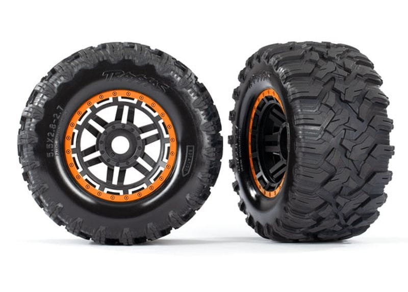 Traxxas Reifen auf Felge Maxx montiert schwarz-orange