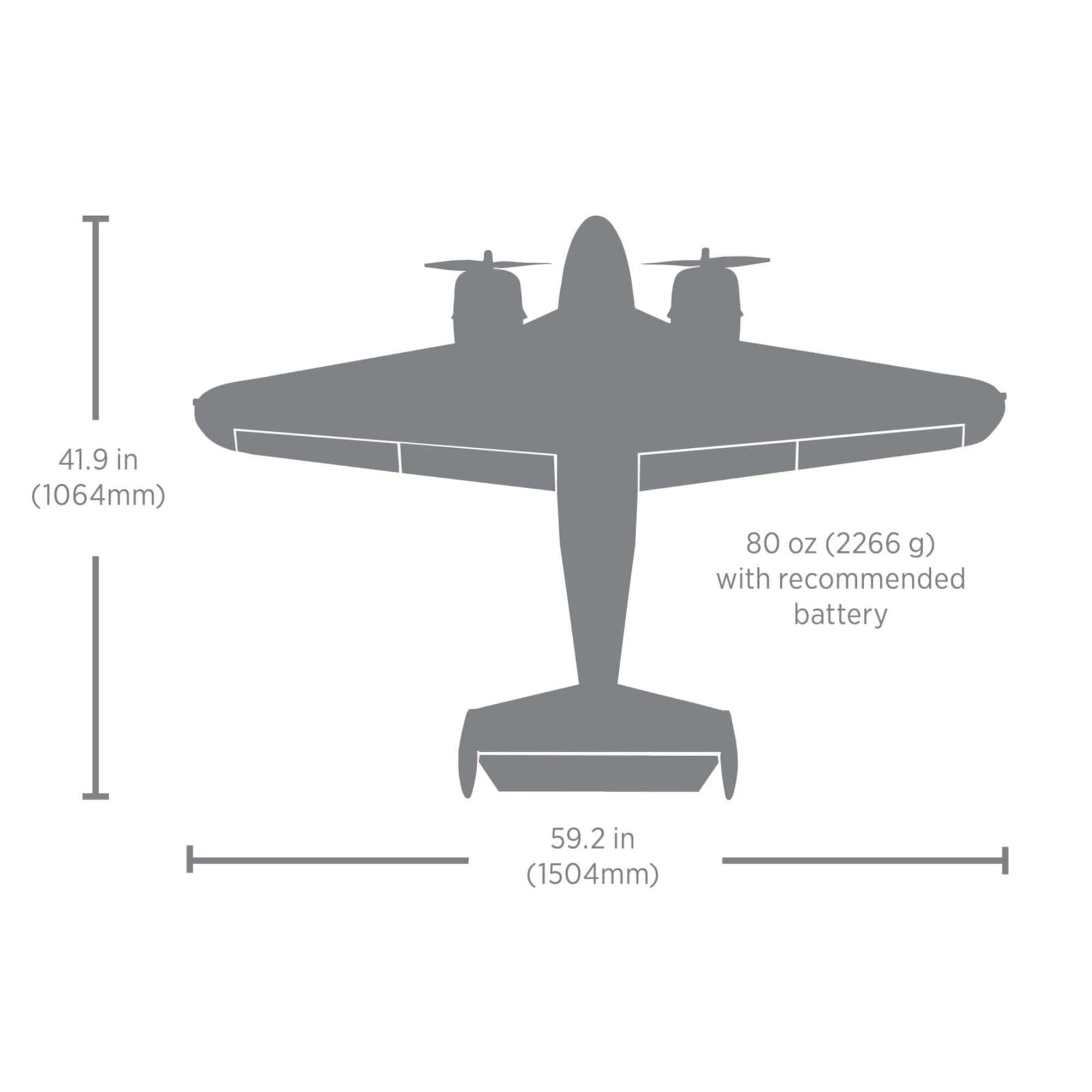 E-flite Beechcraft D18 RC-45J 1.5m BNF AS3_ SAFE
