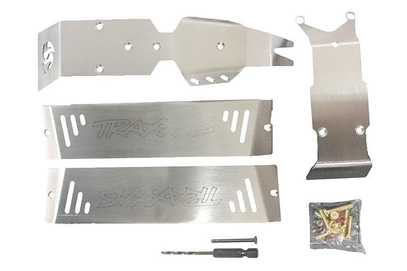 GPM Edelstahl Unterbodenschutzplatten komplett fuer Traxxas 1_10 E-Revo - RC-Zubehoer