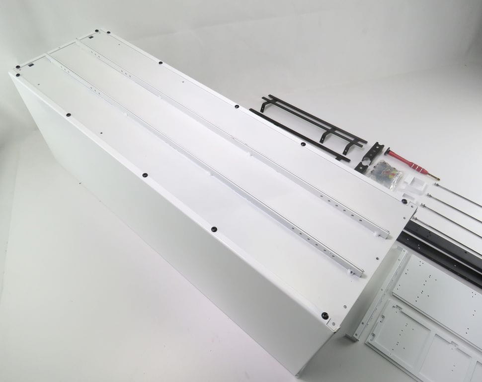 JXModel 1_14 Kofferaufbau Metall weiss fuer Gliederzug mit Rahmen - RC-Zubehoer