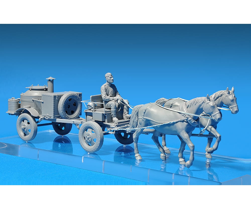 Plastikmodellbau von Miniart 1-35 feldkueche kp 42 pferdegespann