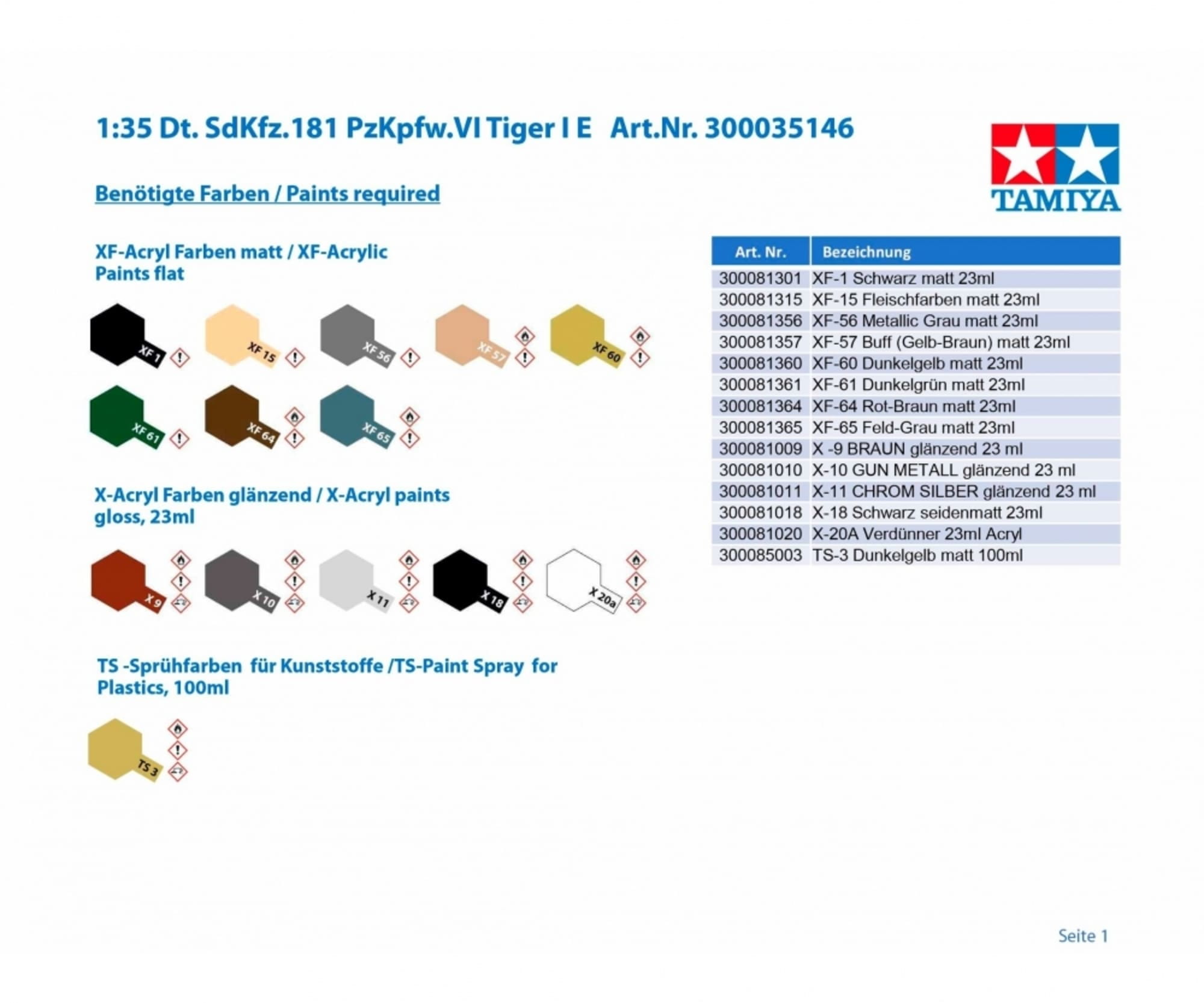 Tamiya 1_35 Dt_ SdKfz_181 PzKpfw.VI Tiger I E - RC-Zubehoer