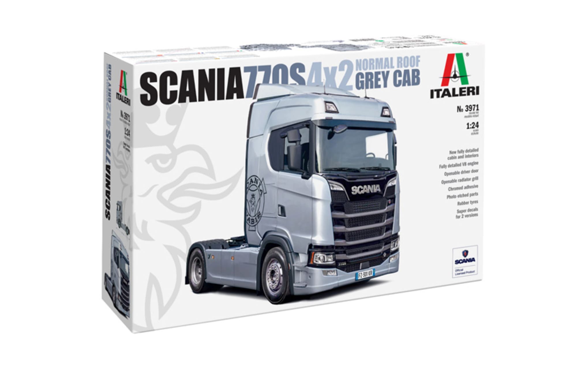 Italeri Scania S770 4x2 Normal Roof Grey Cab Plastikmodellbausatz 1_24
