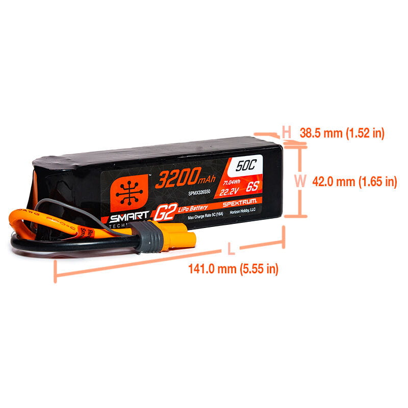 Spektrum Lipo Akku 3200mAh 6S 22_2V Smart G2 50C IC5 - RC-Zubehoer