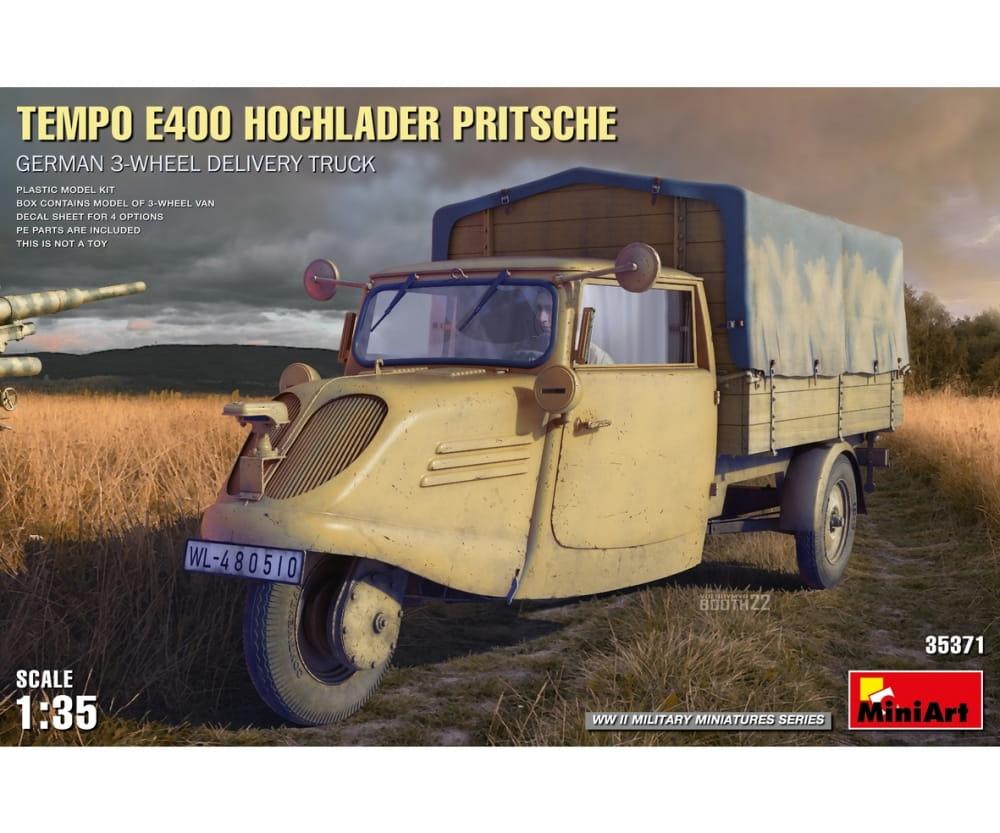 MiniArt 1_35 Dt. Tempo E400 Hochlader 3-Rad Plastik Modellbau - RC-Zubehoer