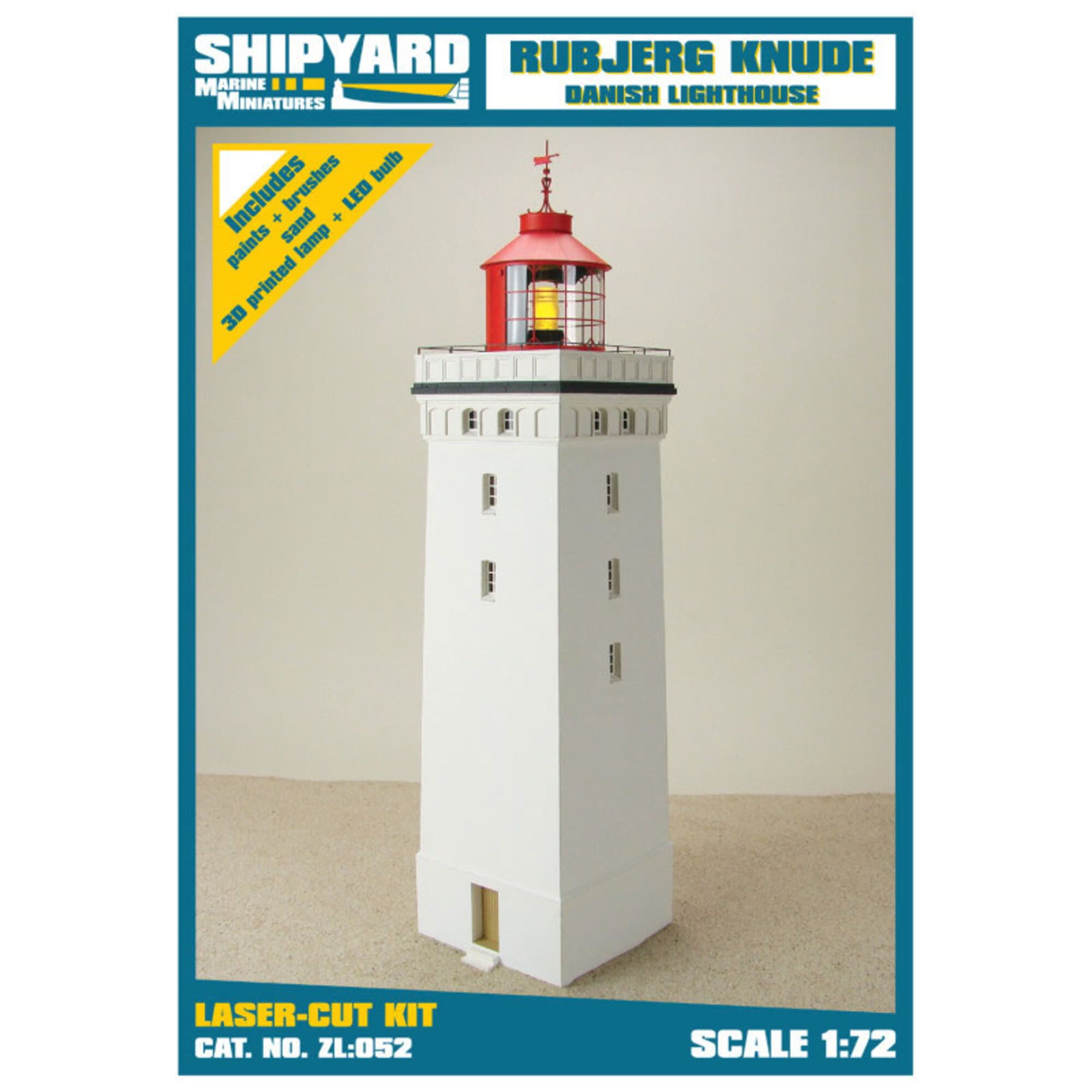 Leuchtturm Rubjerg Knude Kartonbausatz 1_72 mit LED-Beleuchtung